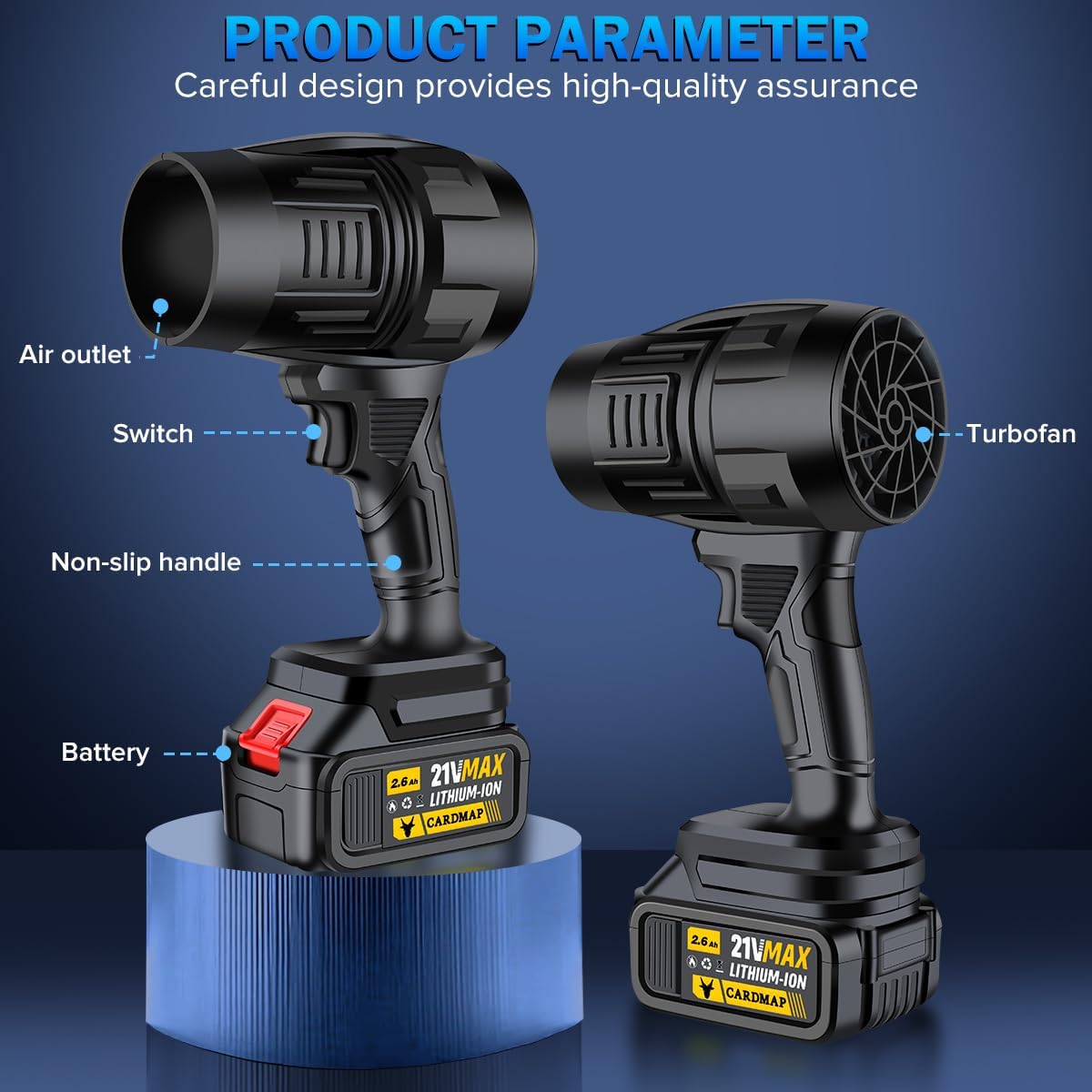 2026 Electric Cordless Leaf Blower, Handheld Electric Leaf Blower, Mini Jet Dry Blower Fan with 2 Packs 2.6Ah Batteries and Charger, Violent Turbo Jet Blower for Lawn, Patio, Outdoors, Car, Home