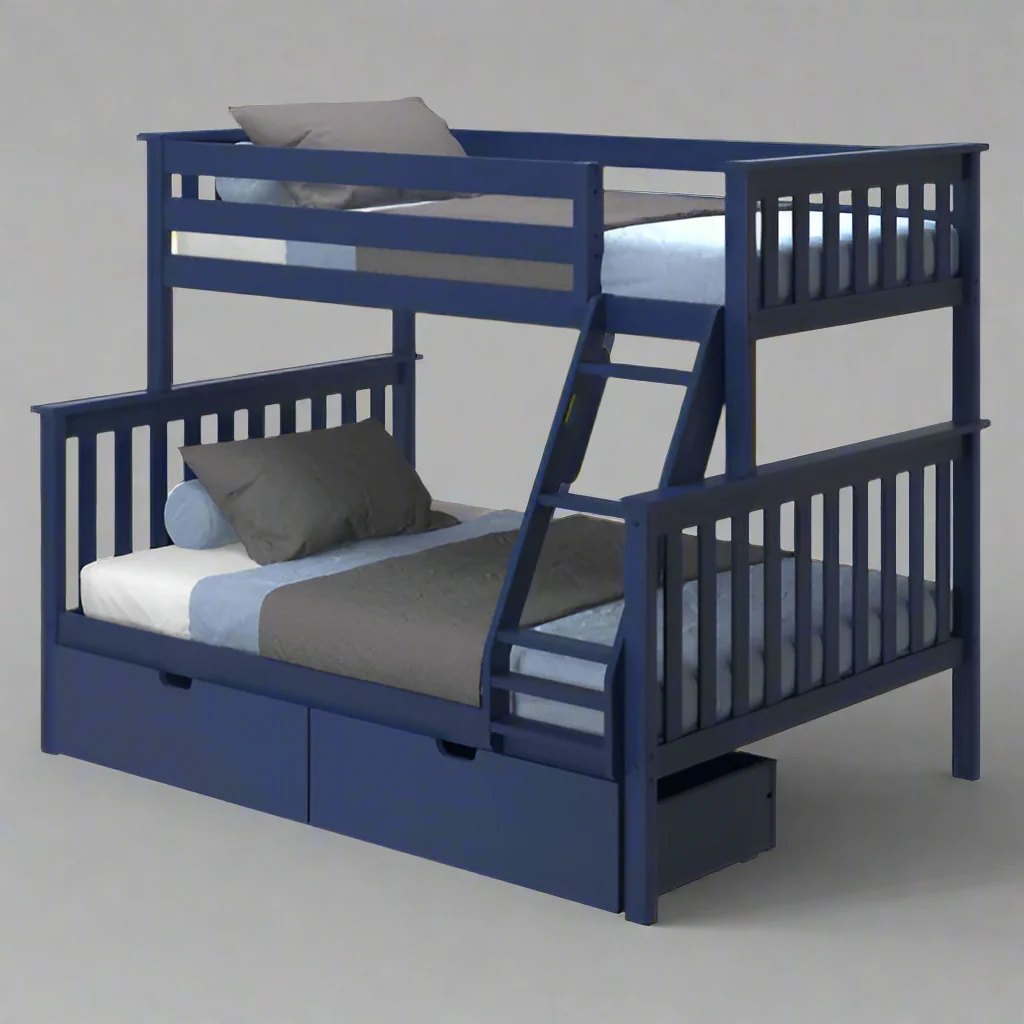 2026 Solid Wood Twin Over Full Bunk Bed with Storage Drawers | Space-Saving Pine Kids Bed