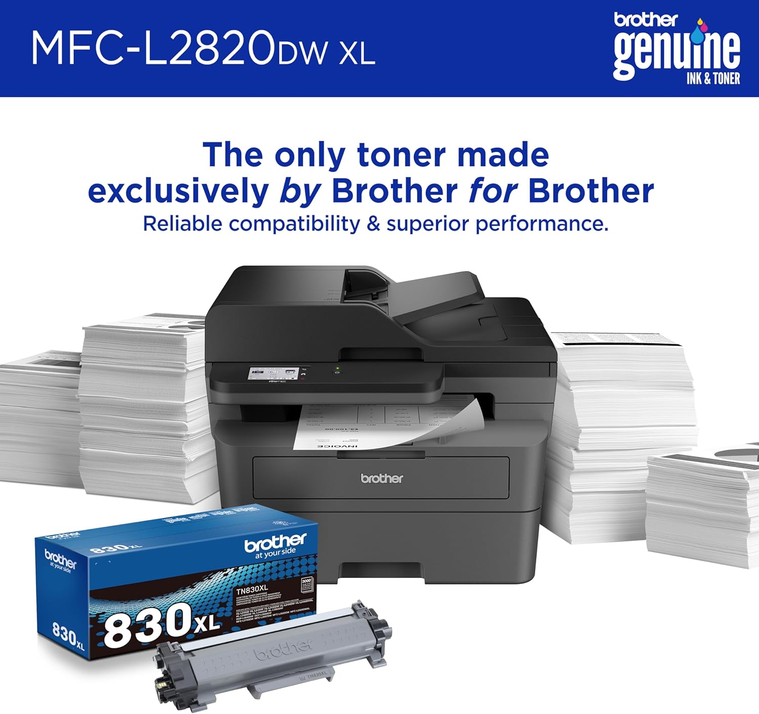 Mfc-L2820Dw Wireless Monochrome All-In-One Printer