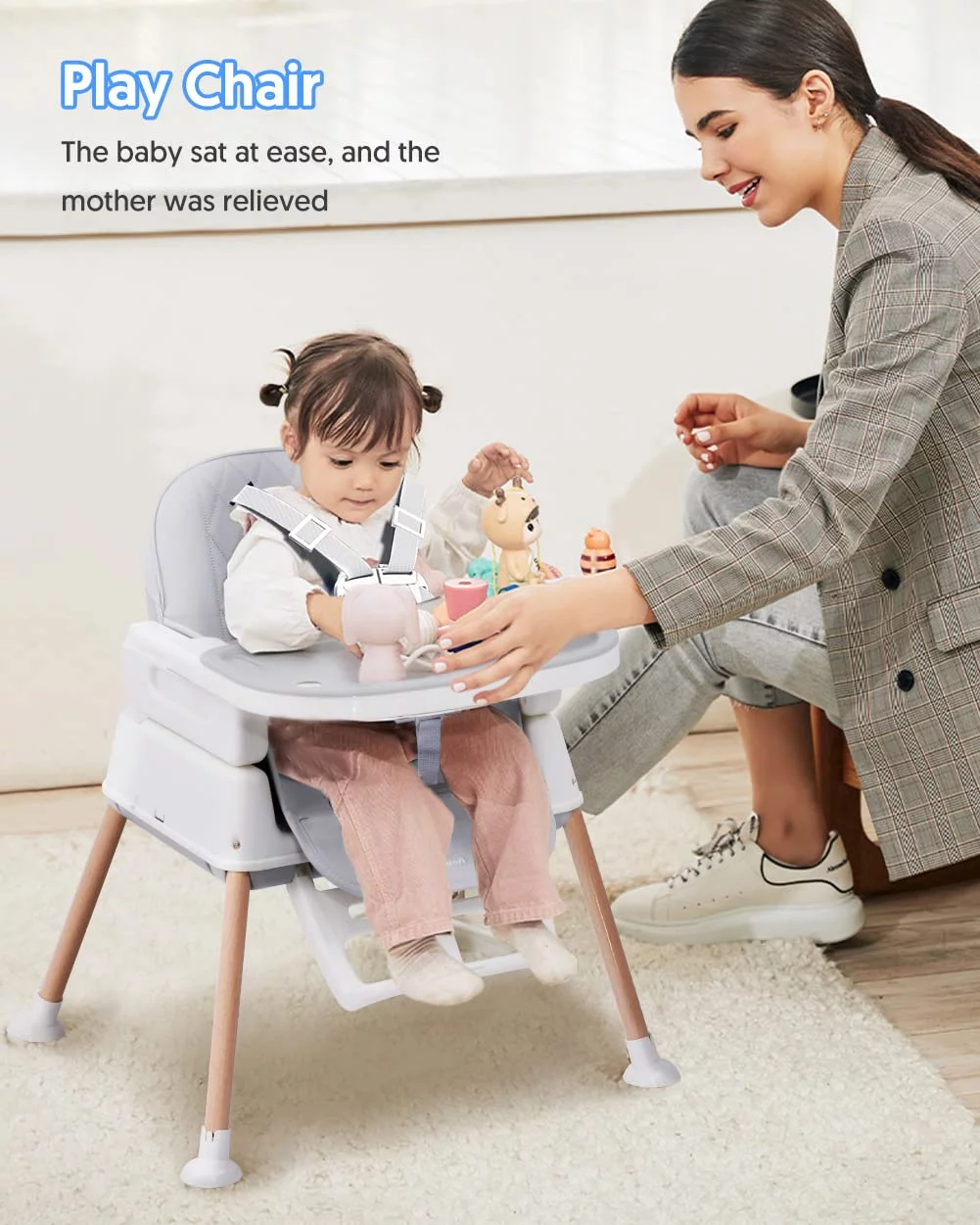 3-in-1 High Chair, Baby Feeding Chair, Toddler Chair, and Booster, Ages 6 Months and Up, Unisex