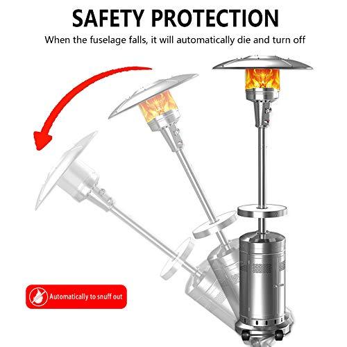 2026 2 Set 48,000-BTU Umbrella Patio Propane Heater with Wheels,Stainless Steel Patio Heater,Stainless Steel Floorstanding Liquid Propane Heater Outdoor Patio,Patio Heater Standing Outdoor (Color:Silver)