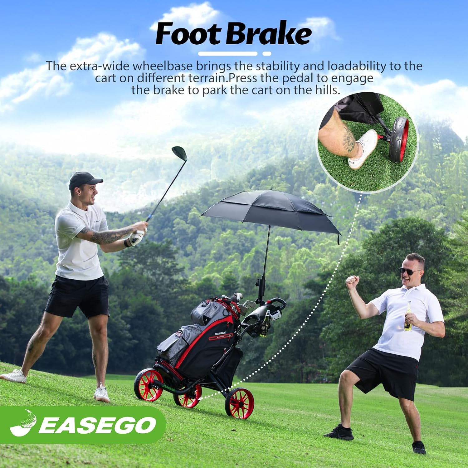 ‎Golf Push Cart 3 Wheel – Foldable Caddy with Holders