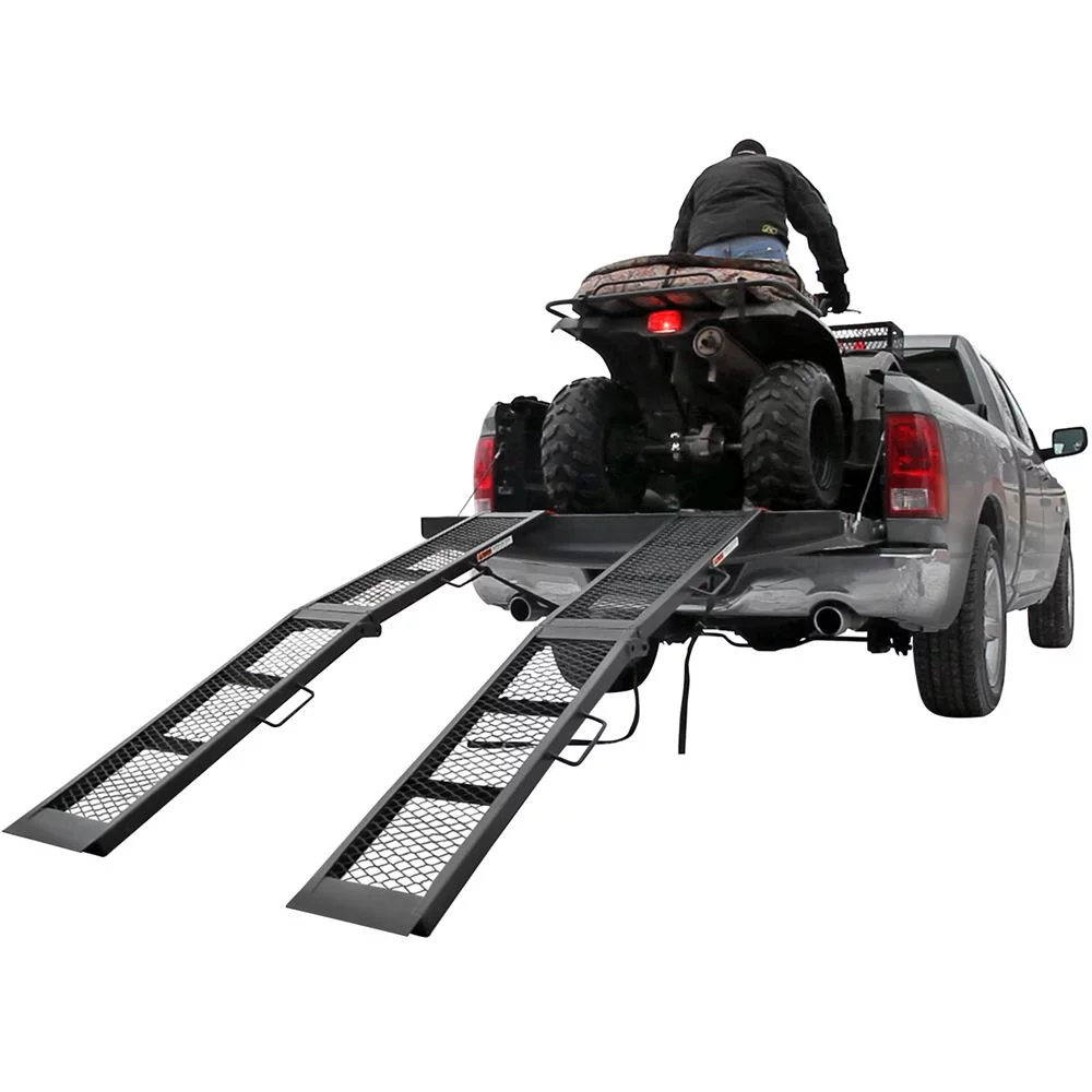 90in Black Steel Dual Runner Folding ATV Ramps