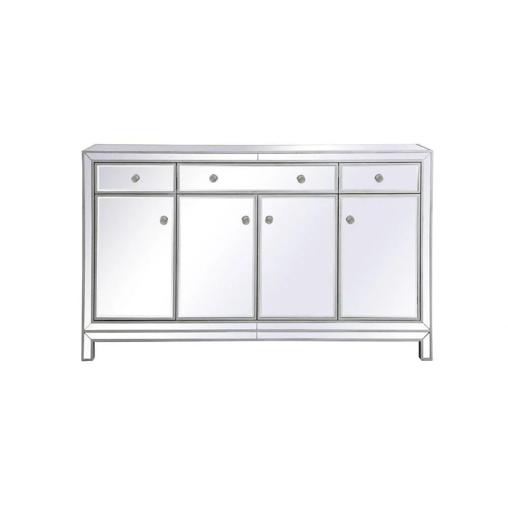 Mirrored Credenza in Modern Style-36 inches Tall and 15.75 inches Wide-Antique Silver Finish Bailey Street Home 779-Bel-5046497