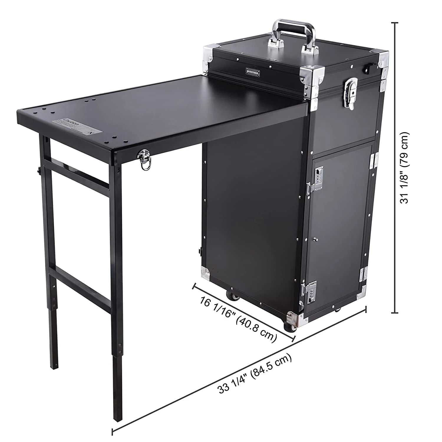 2026 Nail Desk Mobile Station Rolling Makeup Train Case Trolley Cosmetic Manicure Table Mirror 4 Drawers Pink