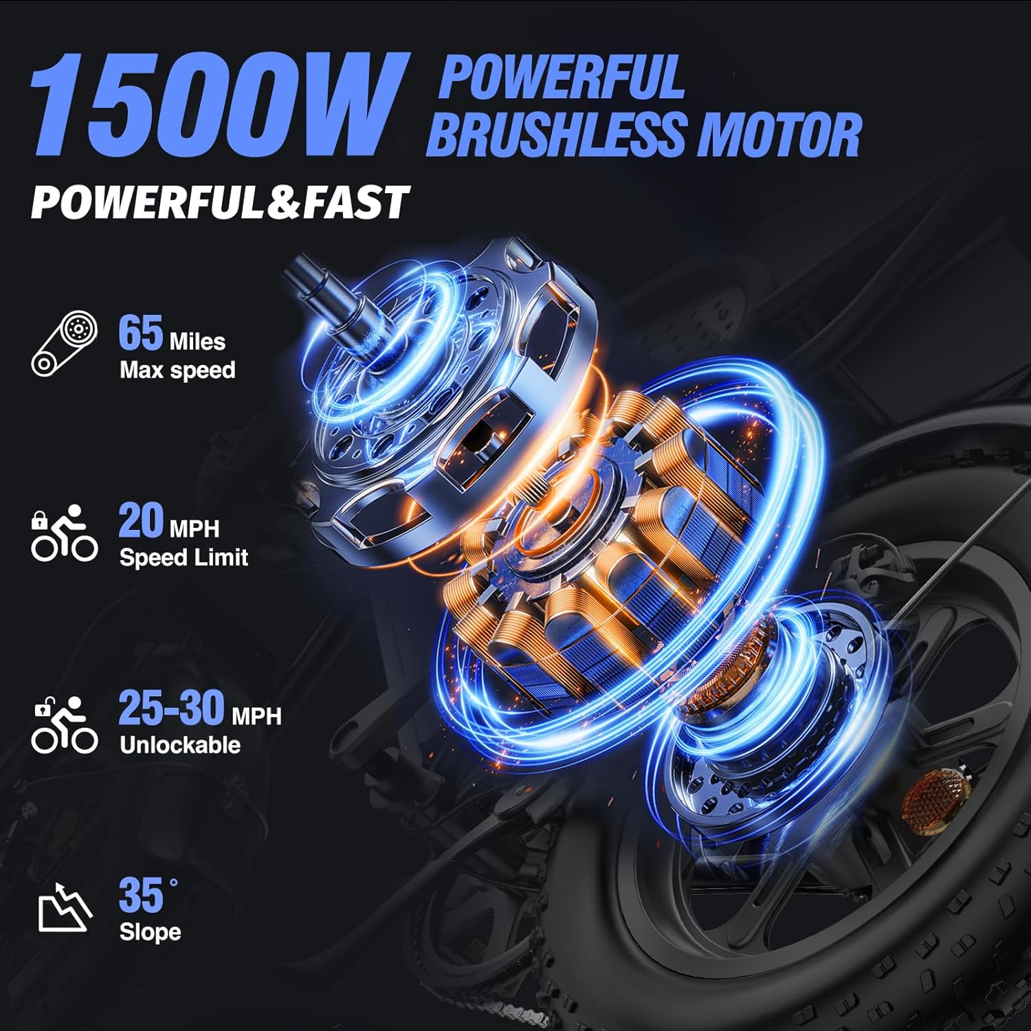 Electric Bike Q20, 2000W, 52V, 30-180 Miles