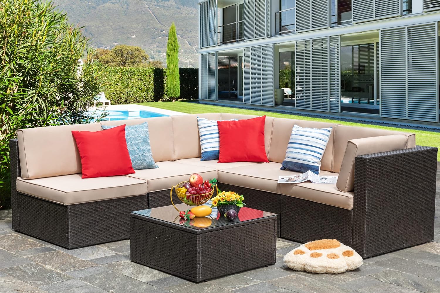 5 Piece All-Weather Patio Furniture Set with Ottoman
