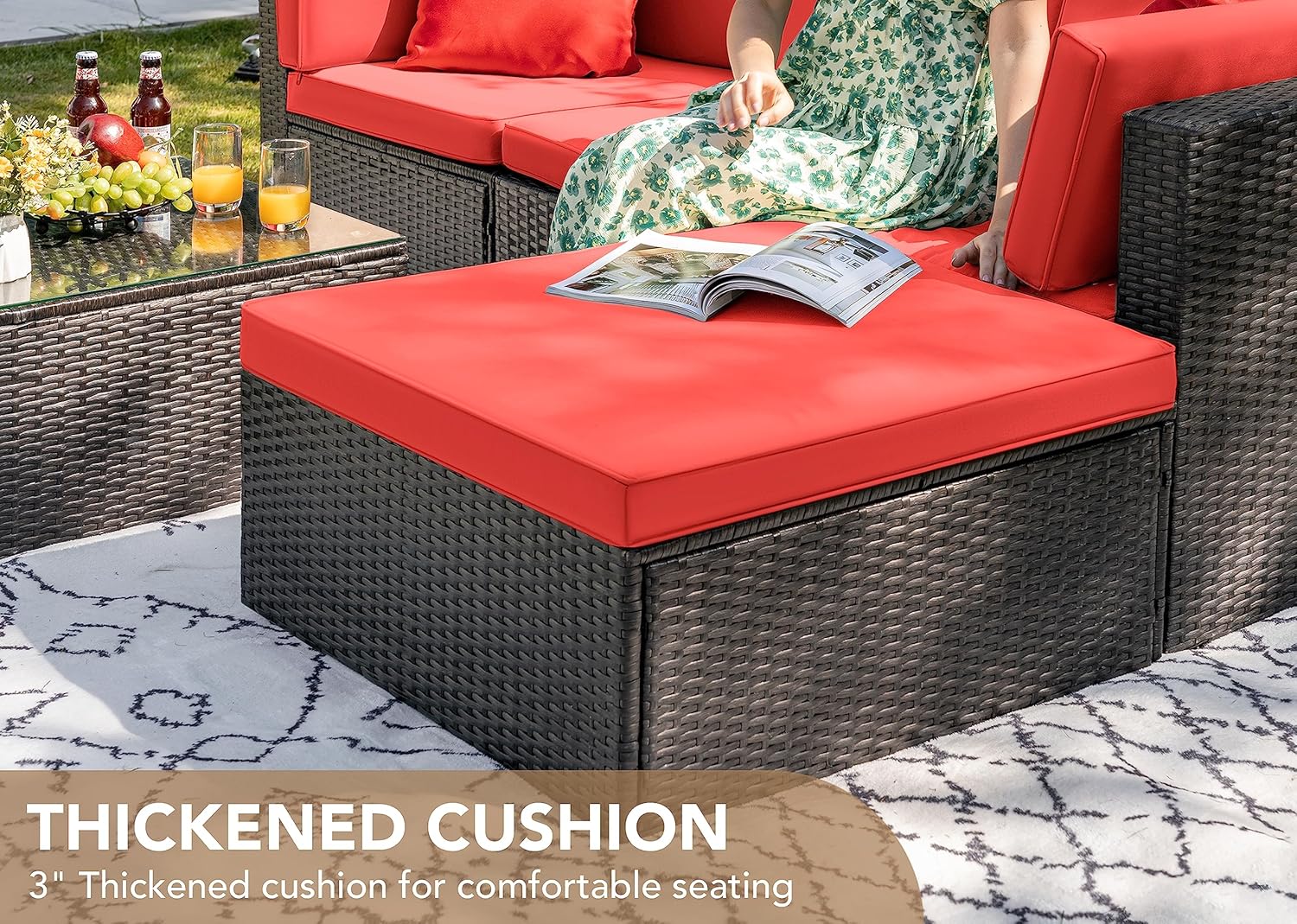 5 Pieces All-Weather Patio Furniture Set with Cushions