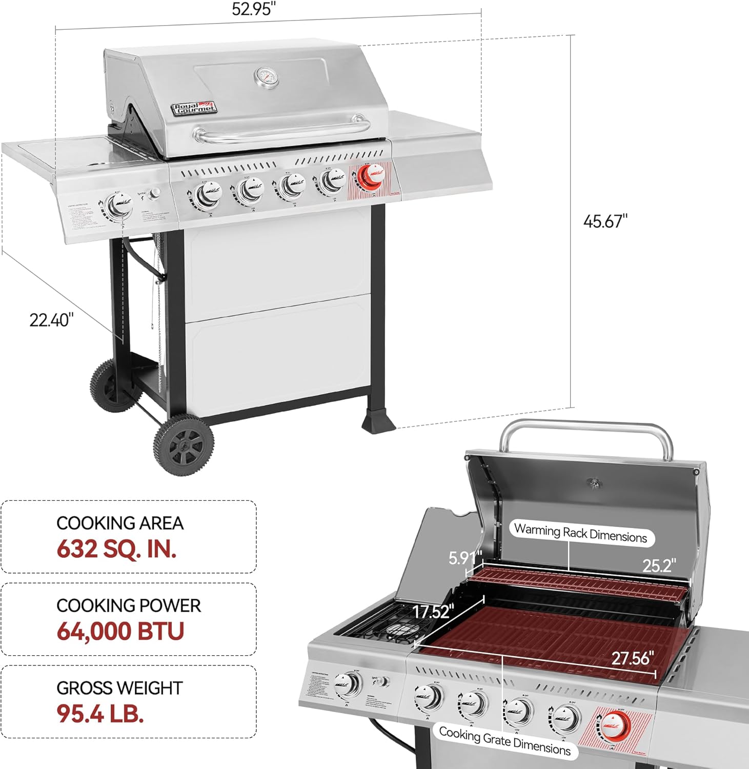 Ga5401T 5-Burner Propane Gas Grill with Sear Burner