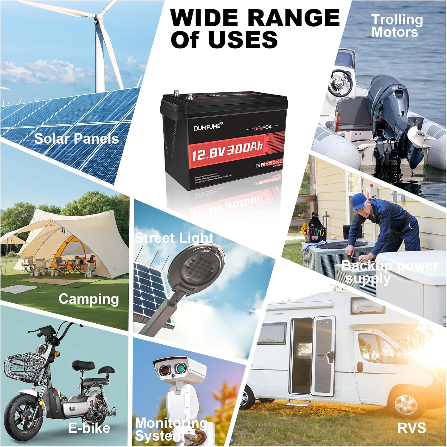 12V 300Ah Lithium LiFePO4 Battery with 200A BMS