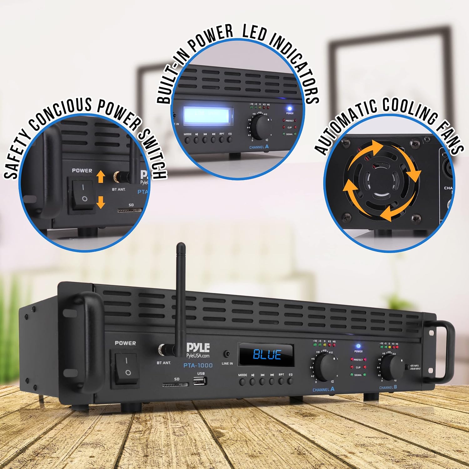 2026 2-Channel Bluetooth Power Amplifier - 2000W Bridgeable Rack Mount Pro Audio Sound Wireless Home Stereo Receiver w/TRS XLR Input,LCD, Bridge Mode, Cooling Fan - Entertainment Speaker System