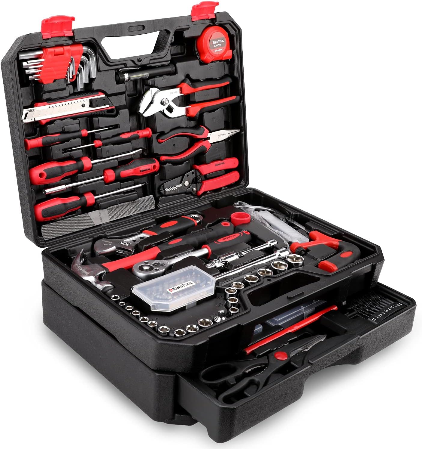 2026 KINGTOOL Home Tool Set Kit - 286 PCS Home Auto Repair Tool Kit with Rolling Tool Box, Mechanic Tool Sets with 21V Max Cordless Power drill, Perfect for Homeowner, Diyer, Handyman