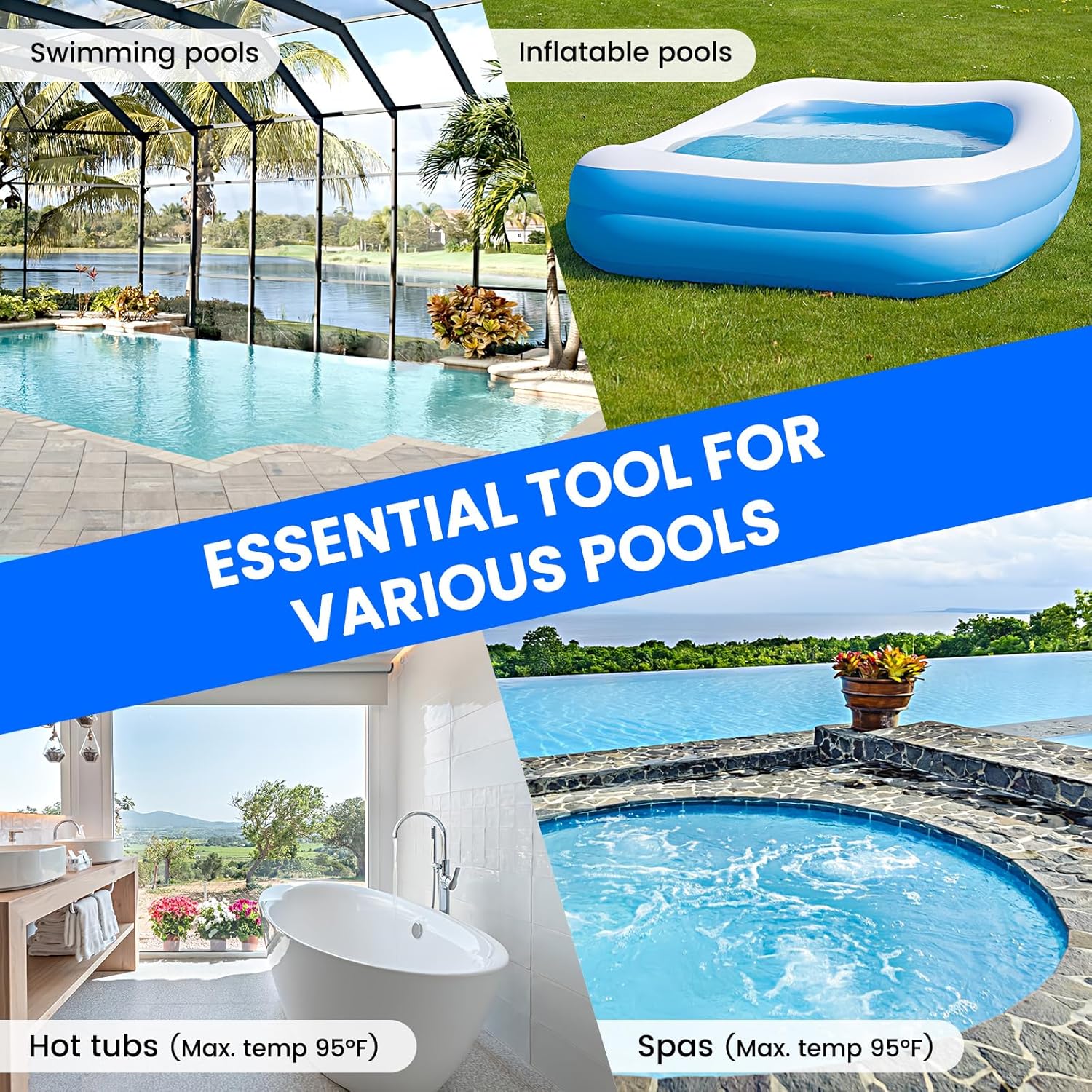 2026 Pool Vacuum for Above Ground Pool with a Telescopic Pole, Running time up to 1H, T403 Handheld Rechargeable Pool Cleaner with Powerful Suction up to 18.5 gallons/min, Ideal for Leaves, Debris