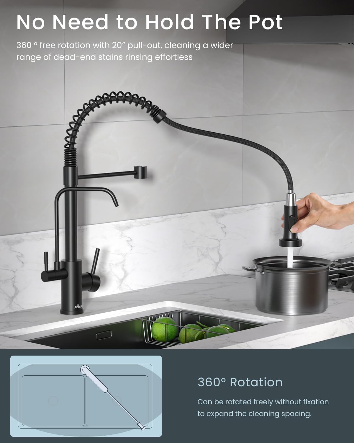 Black Touchless Kitchen Faucet with Soap Dispenser, Motion Sensor Activated Hands-Free Automatic Faucet for Sink with Pull Down Sprayer, Single Handle Smart Faucets for Kitchen Sink