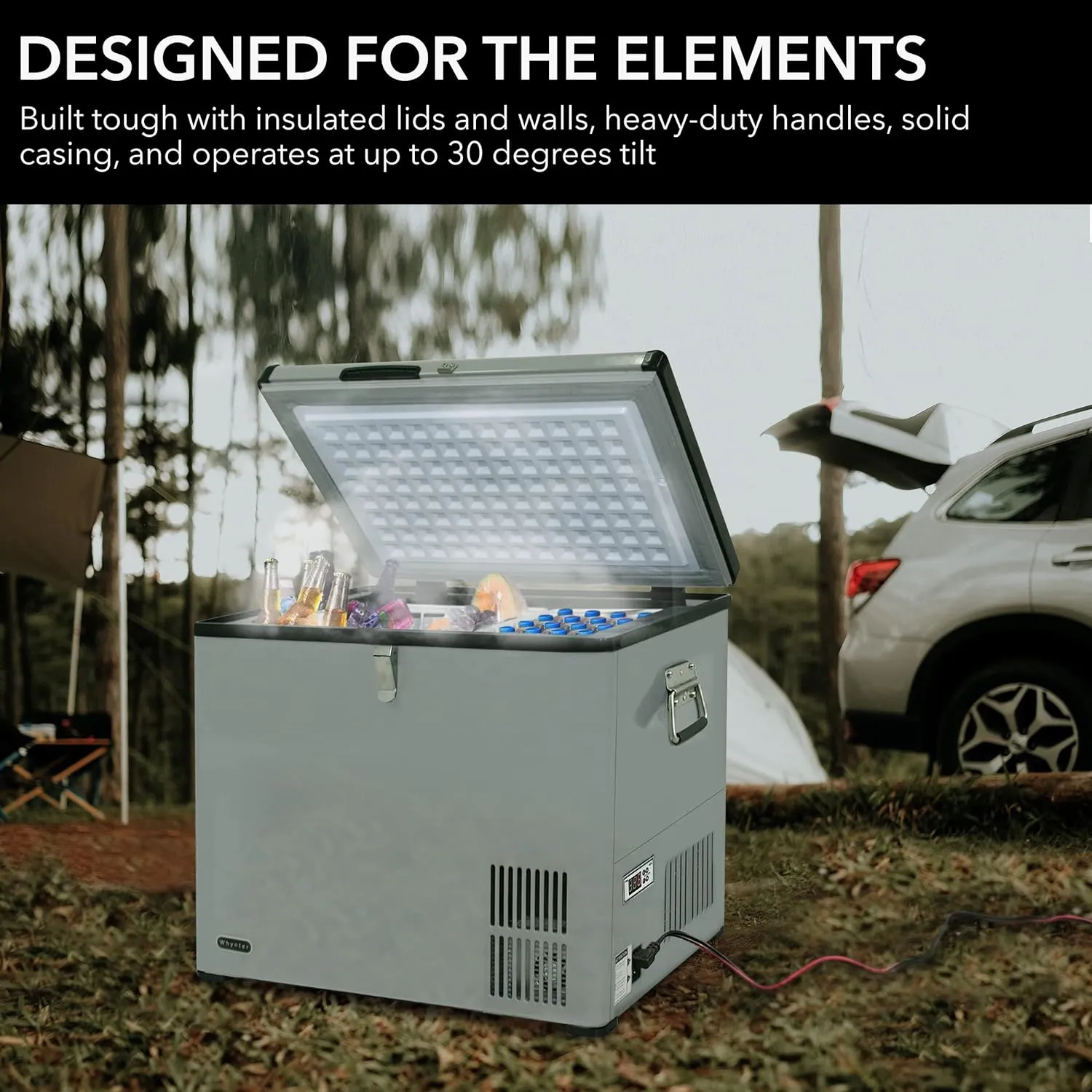 FM-65G 65 Quart Portable Refrigerator and Deep, AC 110V/ DC 12V, Real Chest Freezer for Car, Home, Camping, and RV with-8°F to 50°F Temperature Range, Gray, One Size