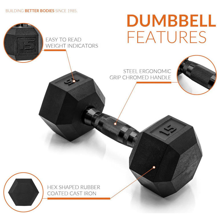 Rubber Hex Dumbbell