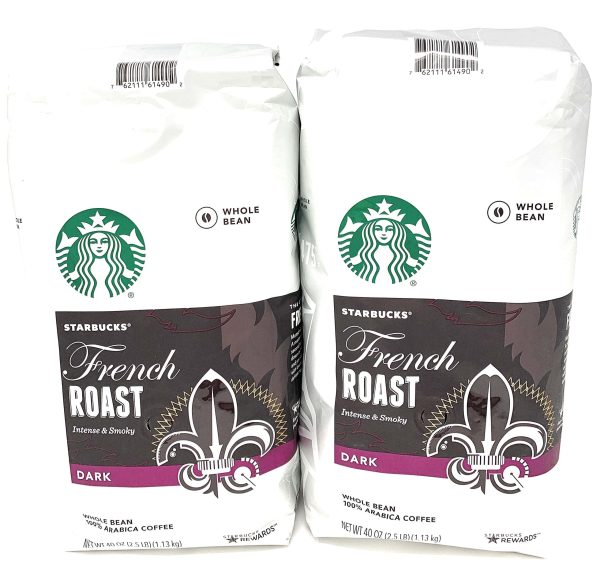 2 Packs of 40 Oz Starbucks French Roast Whole Bean Coffee 80 Oz