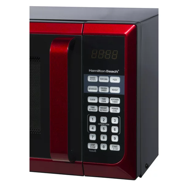 Hamilton Beach Stainless Steel 0.9 Cu. ft. Red Microwave Oven, Red Stainless Steel