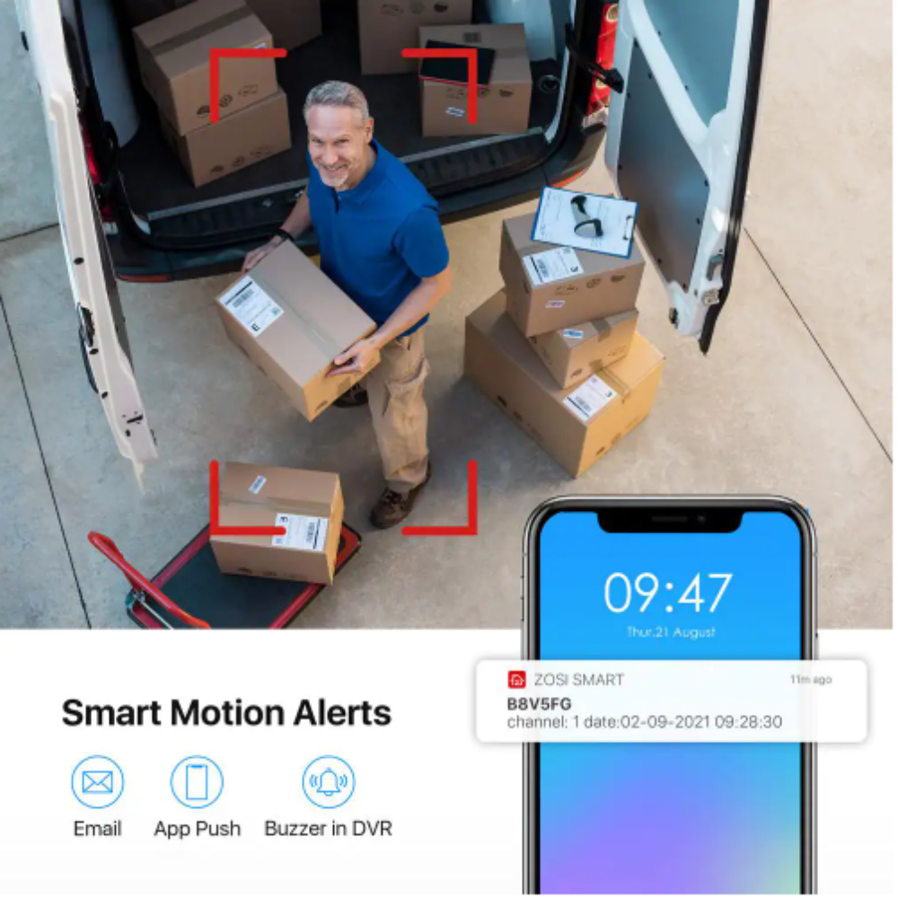 Zosi H.265+ 8-Channel 5MP-Lite 2TB Hard Drive DVR Security Camera System with 8X 1080p Wired Bullet Cameras