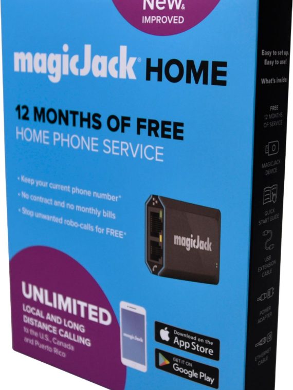 2025 MagicJack – HOME VoIP Telephone Adapter with 12 Months of Service – Black