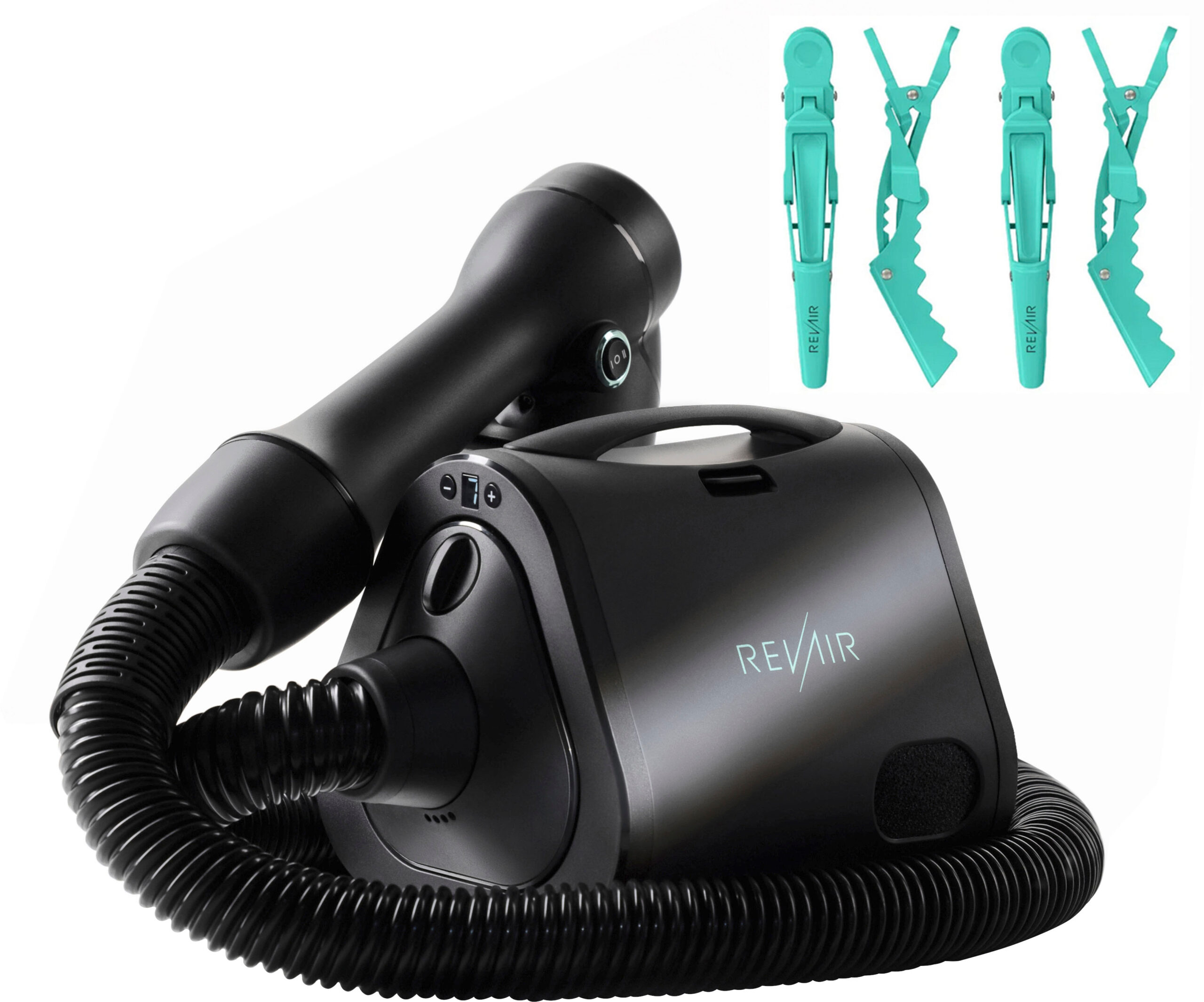 RevAir – Reverse-Air Hair Dryer with Hair Clips – Black