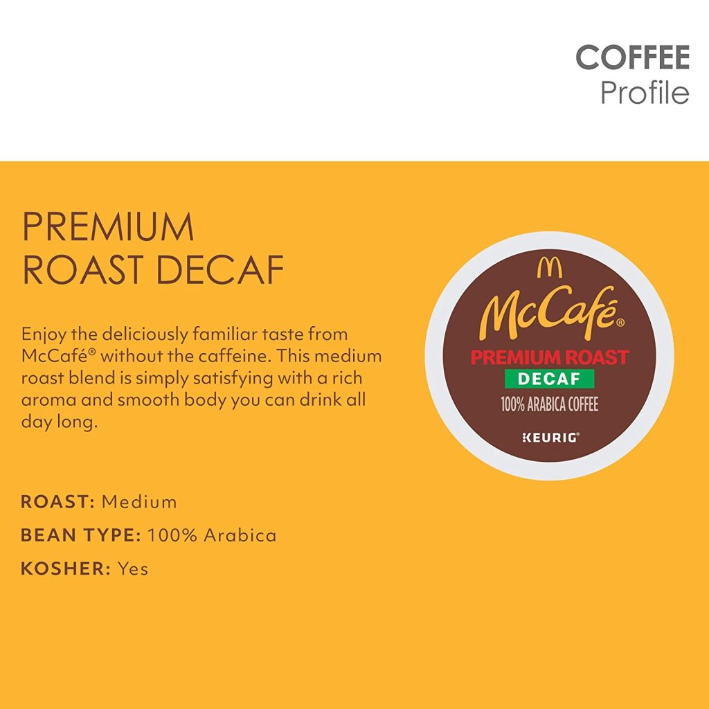McCafe Decaf Medium Roast K-Cup Coffee Pods, 84 Count, 100% Arabica, Recyclable, Kosher