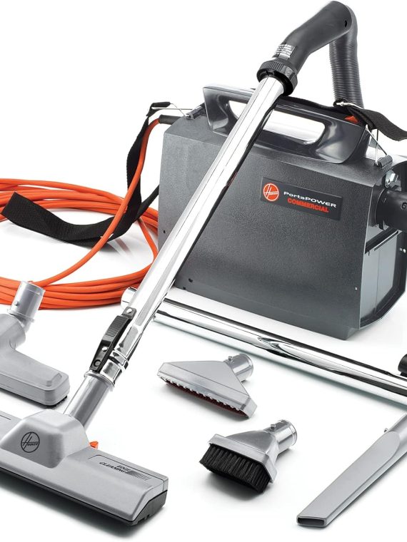 2025 Hoover Commercial PortaPower Lightweight Bagged Canister Vacuum Cleaner with Attachments  Portable Professional Pro Grade  Above Floor Cleaning  with Built-In Blower  CH30000  Black