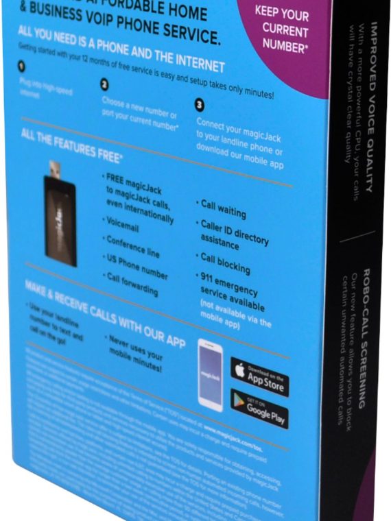 2025 MagicJack – HOME VoIP Telephone Adapter with 12 Months of Service – Black