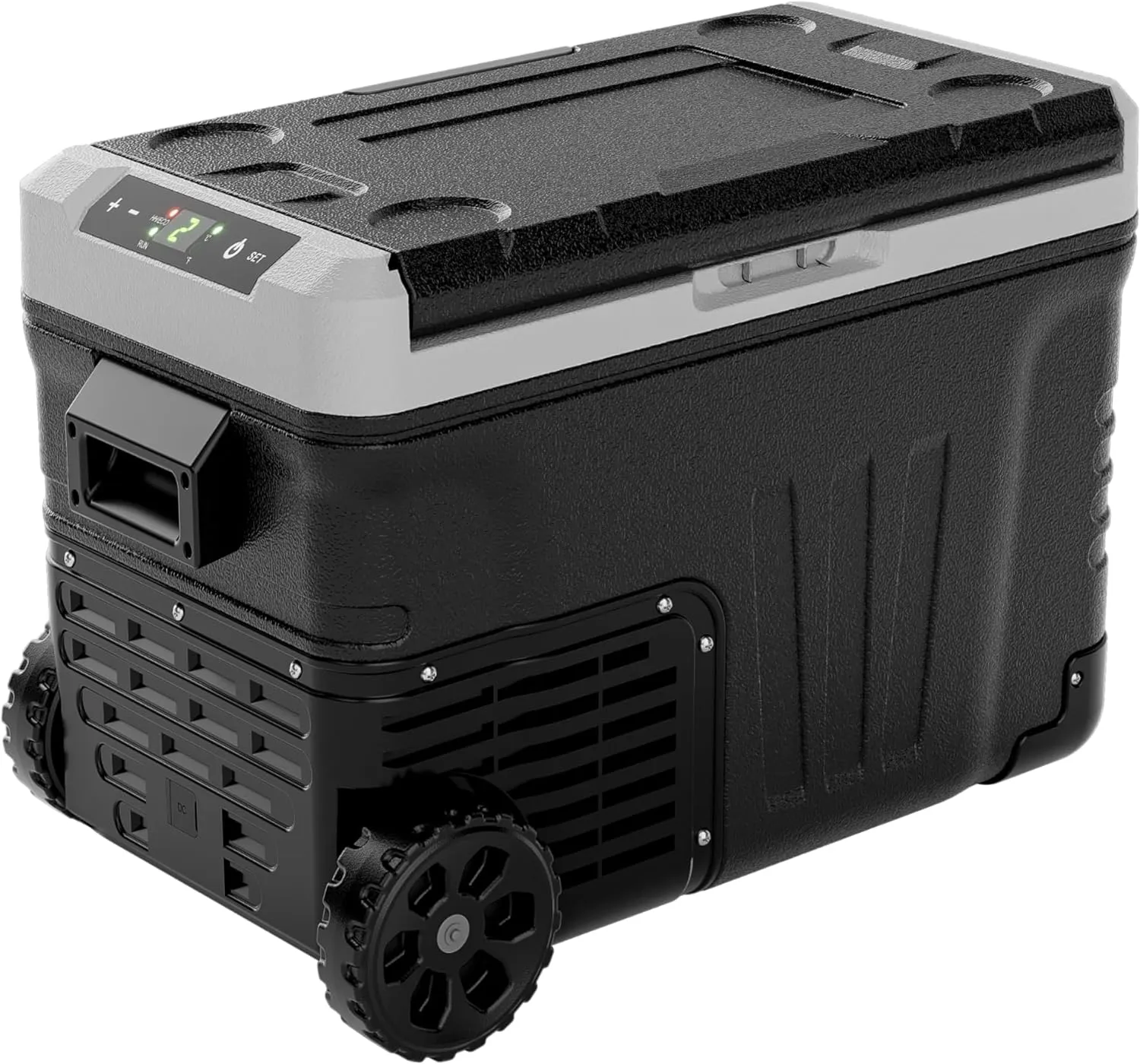 12 Volt Refrigerator, 53QT(50L) Electric Cooler, Portable Freezer 12V/24V DC 110-240V AC, 12V Fridge -4℉~68℉, 12V Cooler with Wheels & 2 Baskets for Travel, Truck, Boat, Camping