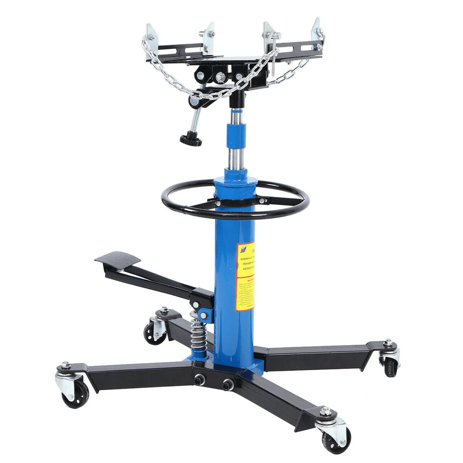 1660 Pounds Hydraulic Car Transmission Jack Vertical Lift with 360° Swivel Wheel Pedal ,Blue,33