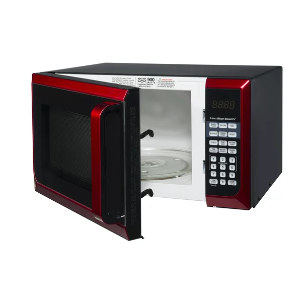 Hamilton Beach Stainless Steel 0.9 Cu. ft. Red Microwave Oven, Red Stainless Steel