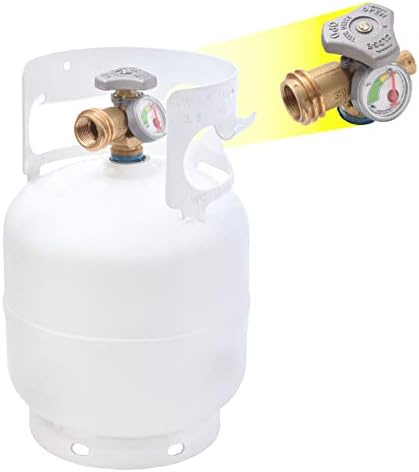 2025 Flame King YSN5LB-GAUGE 5lb Steel Propane Tank Cylinder with Gauge and OPD Valves for Grills and BBQs  Camping  Fishing  & Outdoor Activities  White