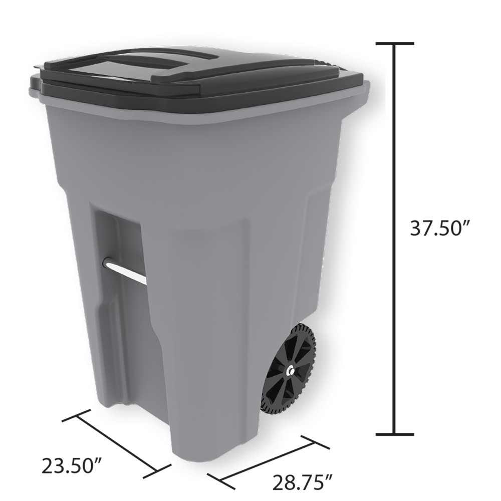 Toter 48 Gallon Trash Can with Smooth Wheels and Lid ;