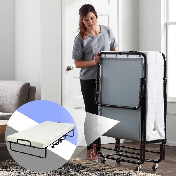 BEST Heavy Duty 640LBS Rollaway Folding Bed With Memory Foam Mattress sgtnighsdesigns