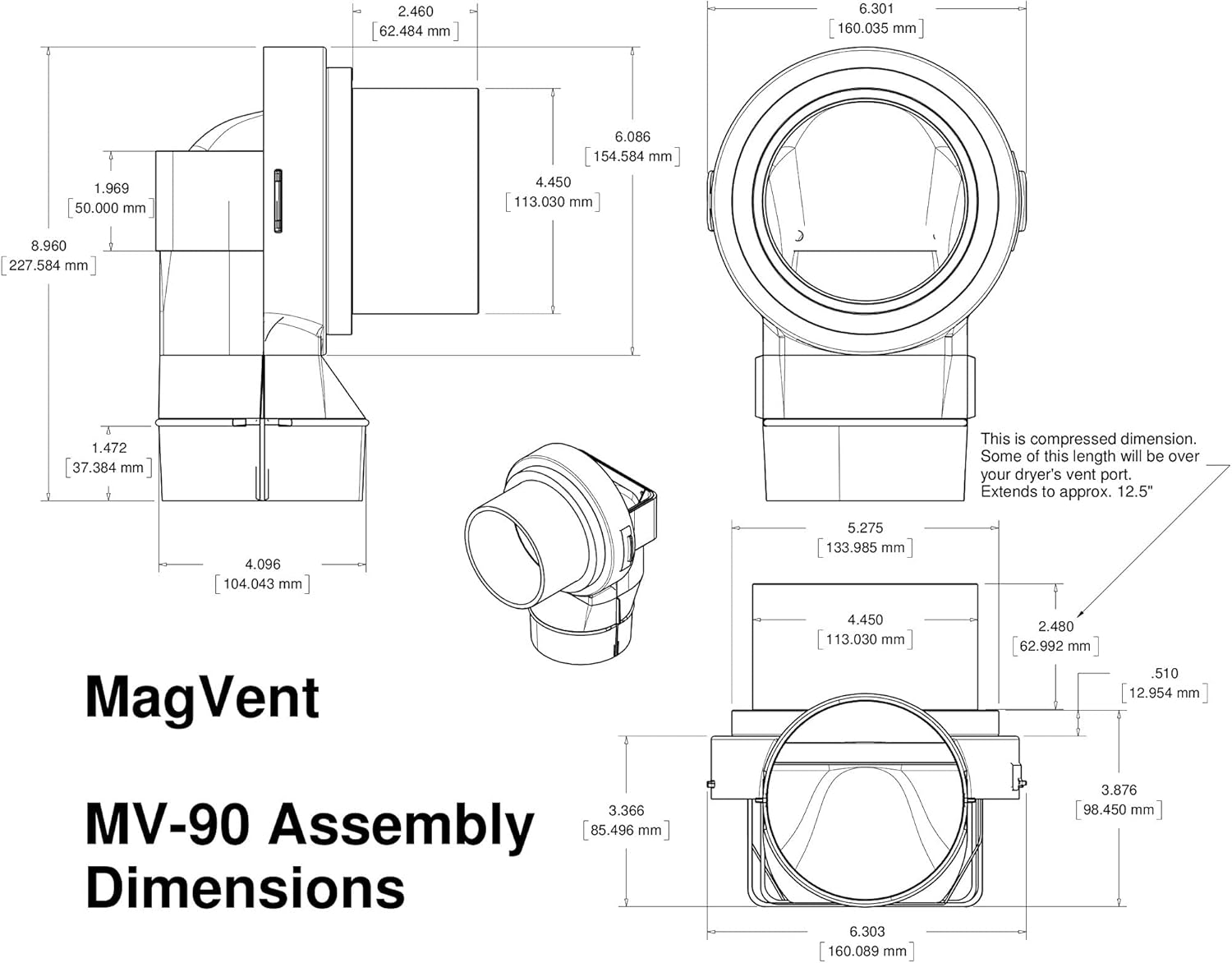 2025 MV-90 Magnetic Dryer Vent Coupling