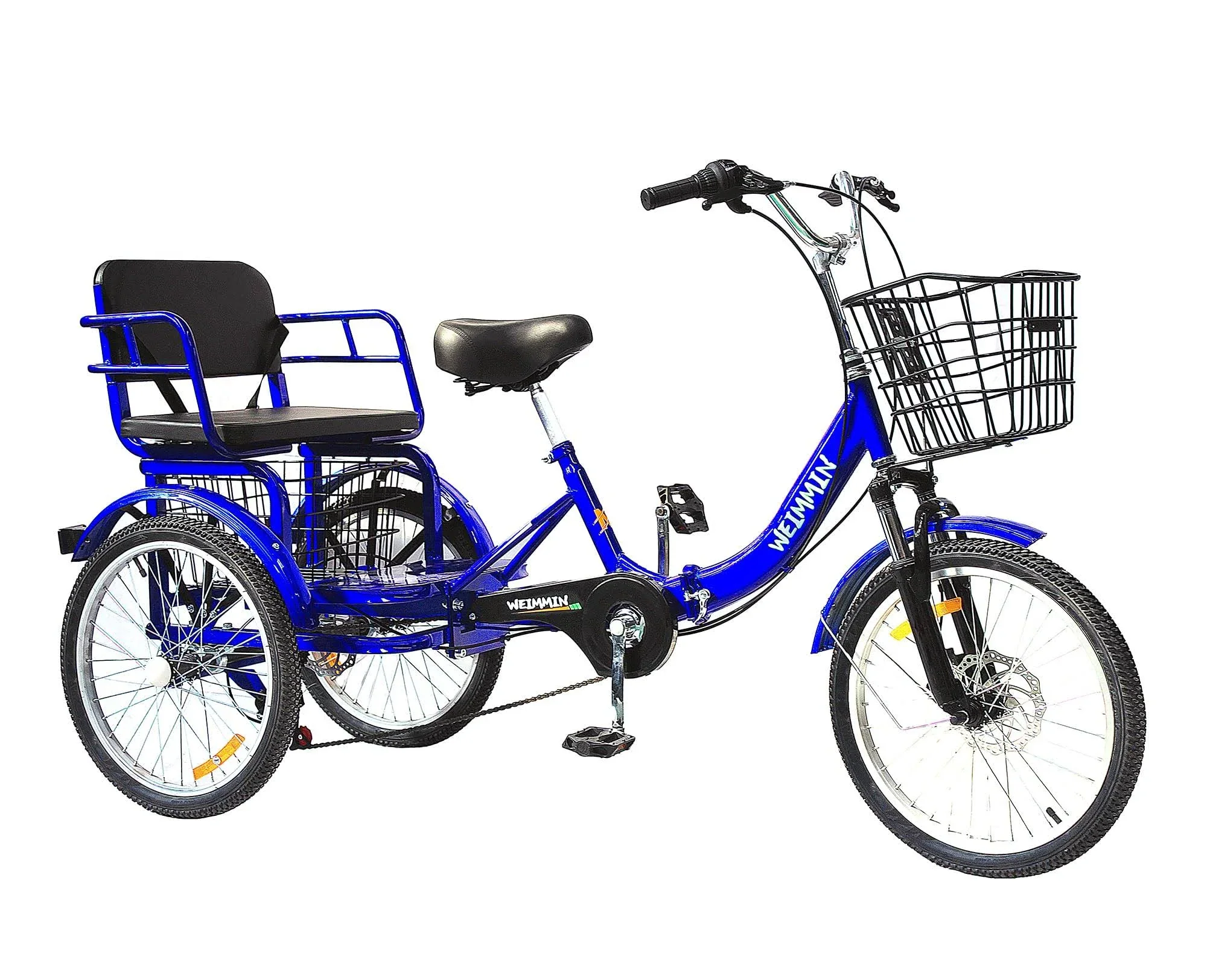 WEIMMIN Adult Tricycle 7 Speed, 20 inch 3 Wheel Bikes Folding Tricycle for Adults Star Strip Blue