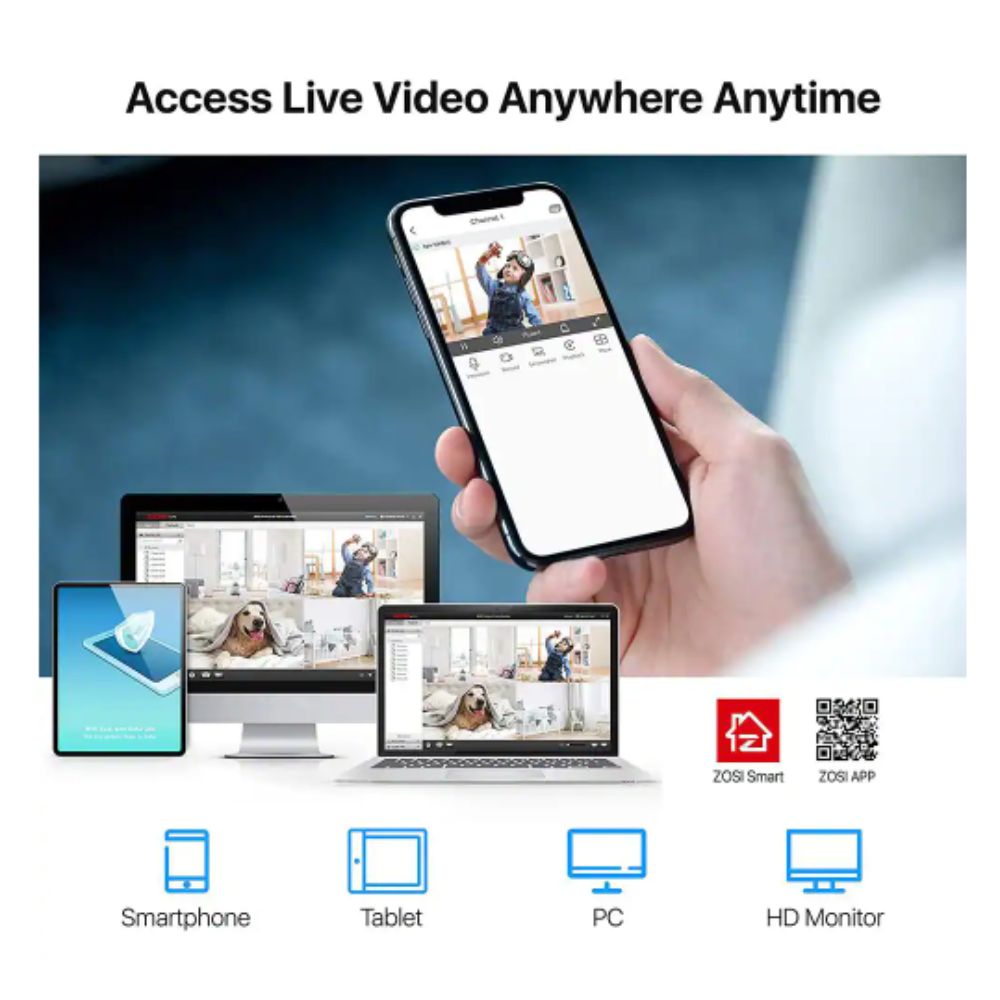 Zosi H.265+ 8-Channel 5MP-Lite 2TB Hard Drive DVR Security Camera System with 8X 1080p Wired Bullet Cameras