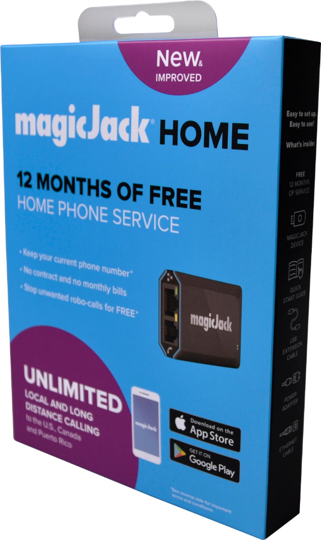 2025 MagicJack – HOME VoIP Telephone Adapter with 12 Months of Service – Black