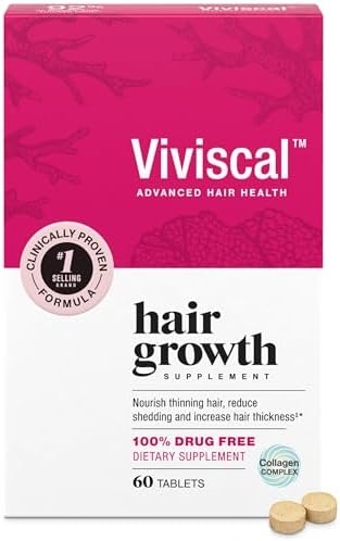 2025 Viviscal Hair Growth Supplements for Women to Grow Thicker  Fuller Hair  Clinically Proven with Proprietary Collagen Complex  60 Count (Pack of 1)  1 Month Supply