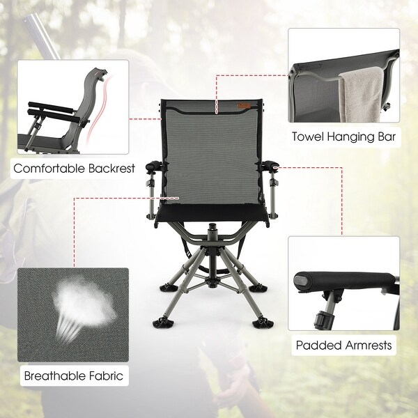 360 Degree Silent Swivel Hunting Chair w/ Allterrain Feet Pads