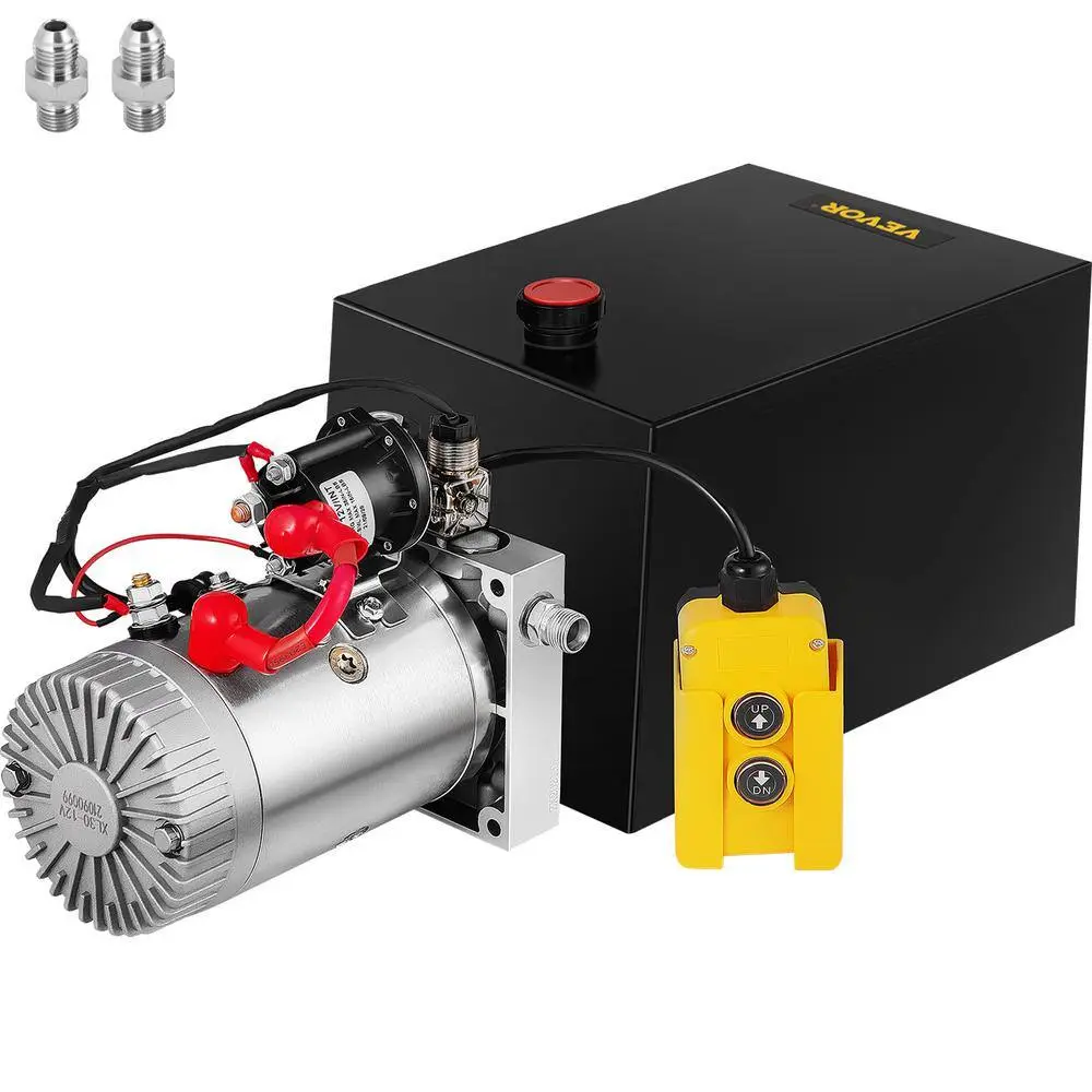 12 qt. 12-Volt 3200 PSI Hydraulic Power Pump Electric Dump Trailer Pump with Steel Reservoir for Car Lift 12LDZYCZYYBTX0001V0