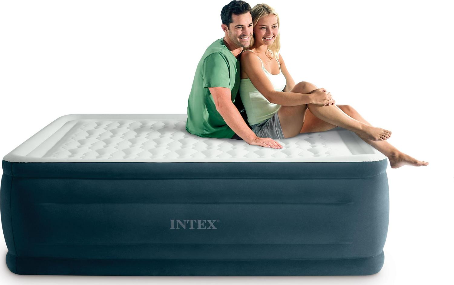 Intex Dura-Beam 24 Pillowtop Air Mattress, with Built-in Pump, Queen