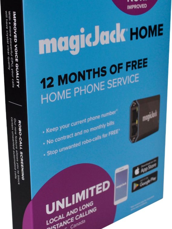 2025 MagicJack – HOME VoIP Telephone Adapter with 12 Months of Service – Black
