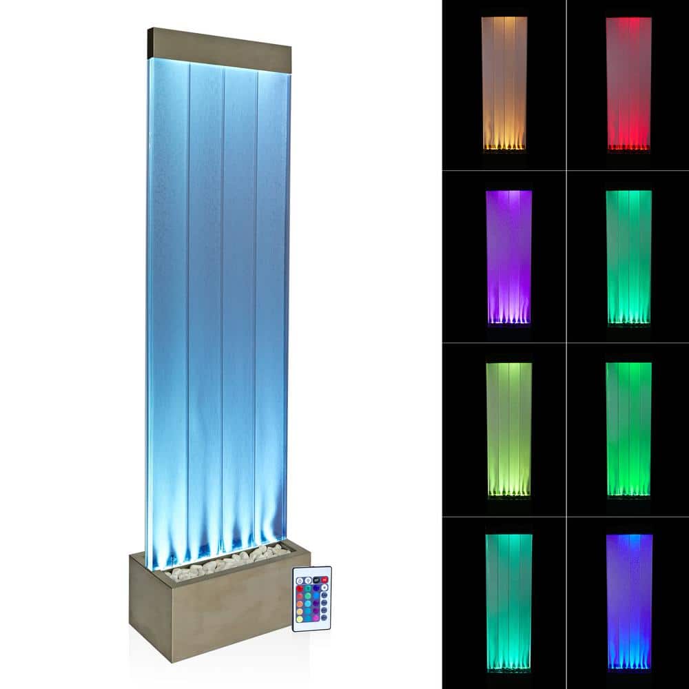 Alpine Corporation 72 in. H Indoor Bubble Wall Fountain with Color-Changing LED Lights and Remote, Silver MLT134SL