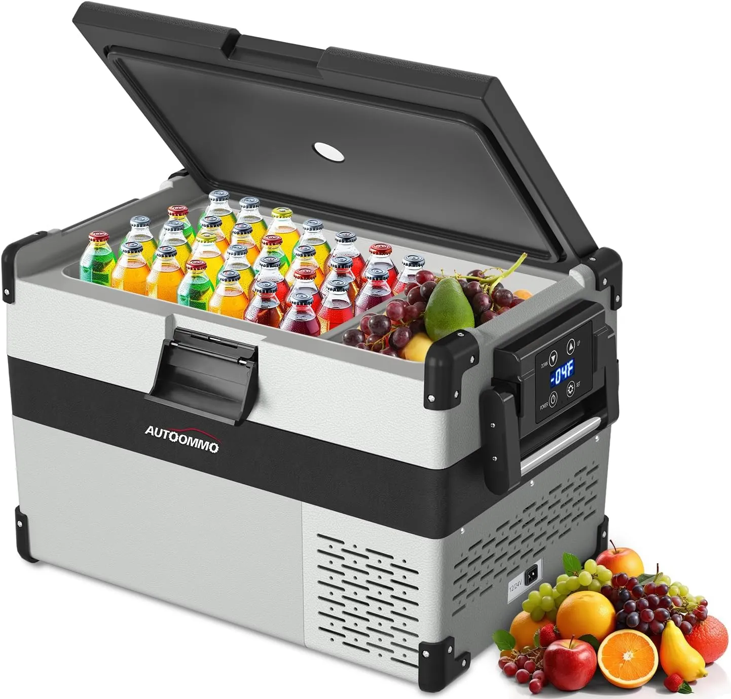 12 Volt Refrigerator, 34 Quarts Car Refrigerator (-4℉~50℉), Portable Car Freezer Fridge with 12/24V DC 100/240V AC Adapter for Camping and Truck RV Van Boat Home Use (34Quarts-32L)