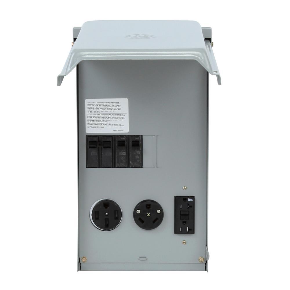 RV Panel with 50 Amp and 30 AMP RV Receptacles and a 20 Amp GFCI Receptacle