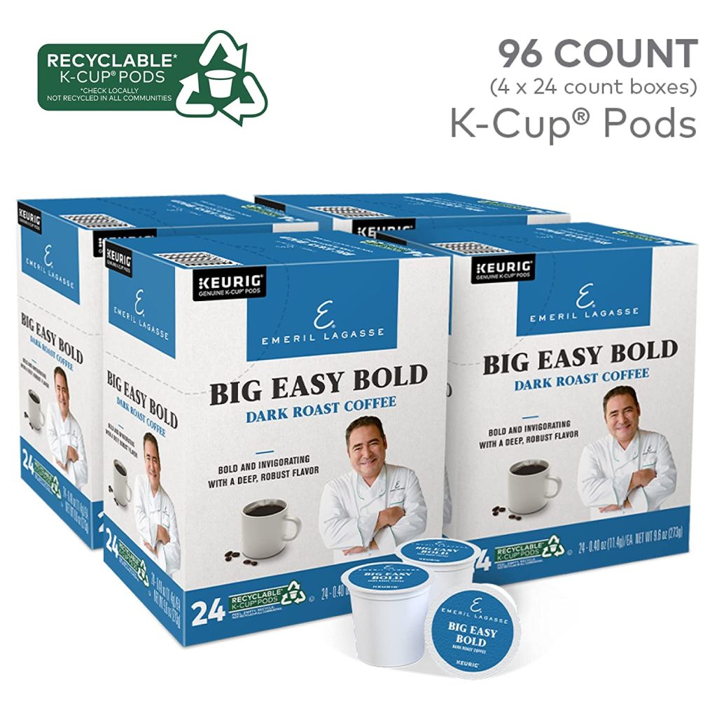 Emeril Big Easy Bold Dark Roast Coffee Pods, 96 Count, Single-Serve Keurig K-Cup, Recyclable