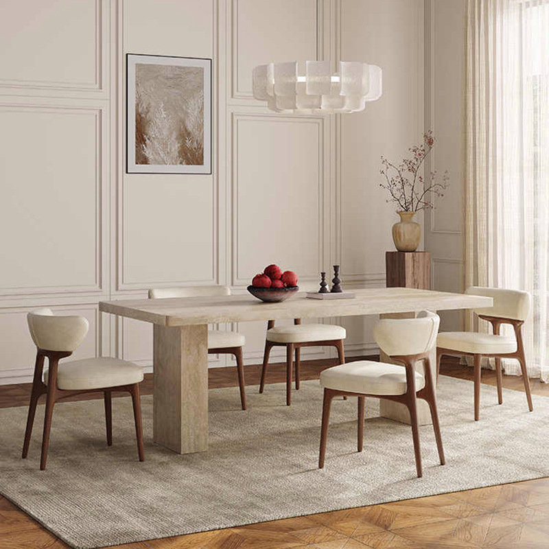 French Roman Travertine Sintered Stone Dining Table