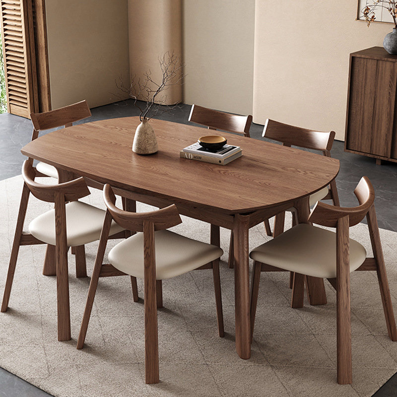 Solid Ash Wood Extendable Dining Table