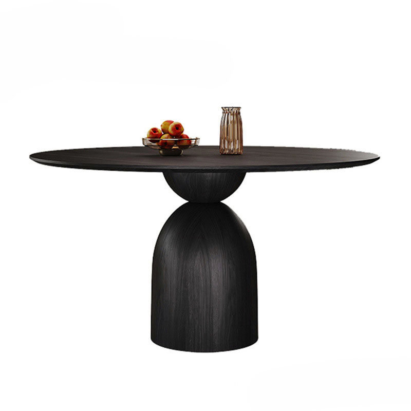 Mid-Century Black Walnut Round Dining Table